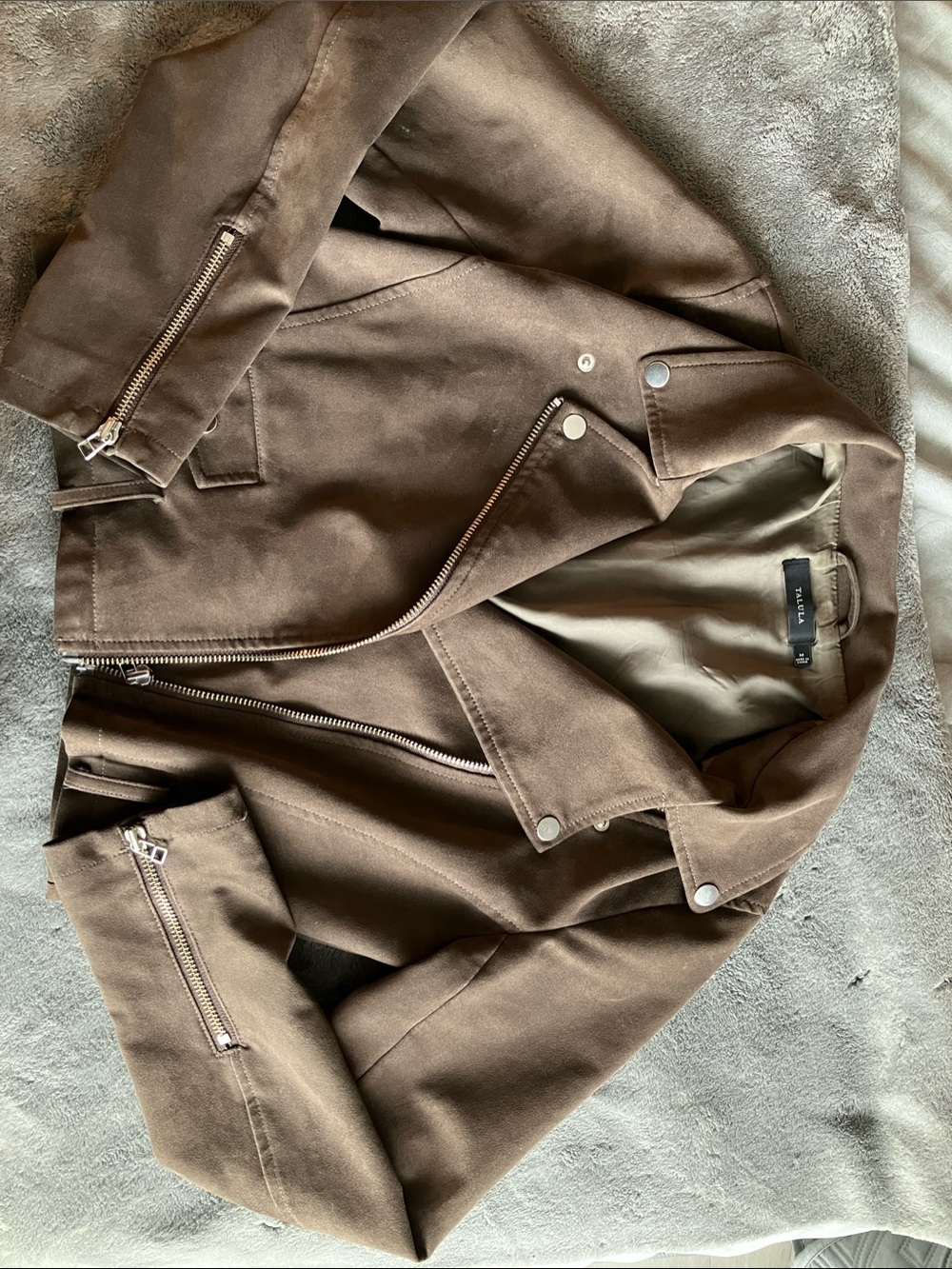 Aritzia Brown Suede-Effect Bomber Jacket
